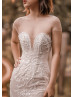 Cap Sleeve Ivory Beaded Lace Tulle Wedding Dress With Nude Lining
